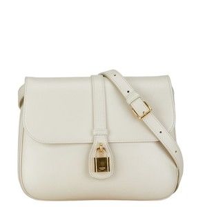 CELINE Medium Tabou Shoulder Bag White Leather